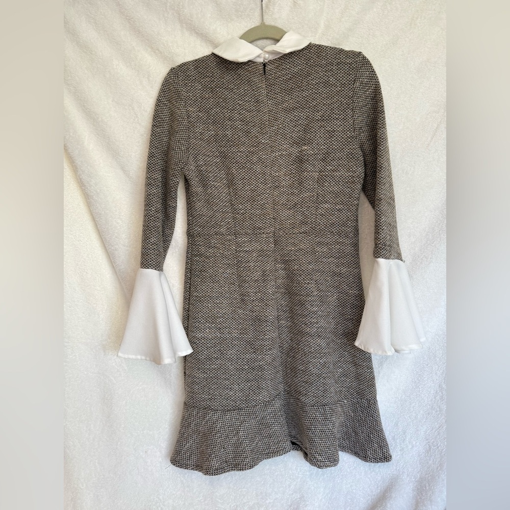 Black and White Tweed Long Sleeve Dress - Picture 2 of 5